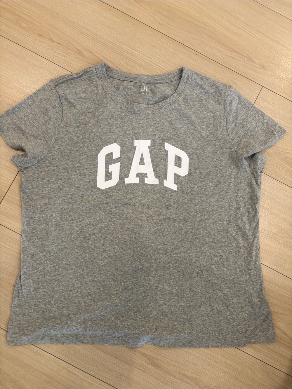 GAP Gray Crewneck Logo Tee with White Lettering